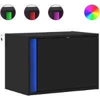 vidaXL Table de chevet murale avec lumières LED noir