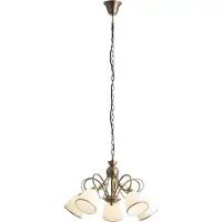 QAZQA Suspension classique bronze avec verre opale 5 lumières - Katarina