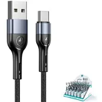 Usams Câble tressé U55 2A Usb-C 1 pc. Pour Set U55 Noir/Noir 1M Sj449Zj01 (Us-Sj449)