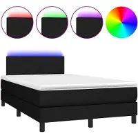 vidaXL Lit Boxspring avec matelas & LED Noir 120x190 cm Tissu