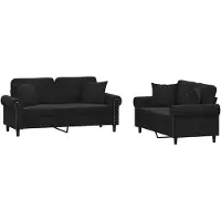 vidaXL Ensemble de canapés 2 pièces avec coussins Noir velours