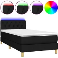 vidaXL Sommier à lattes de lit avec matelas et LED Noir 80x200cm Tissu