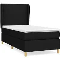vidaXL Lit boxspring avec matelas noir 90x200 cm Tissu