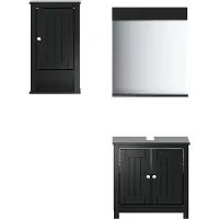 vidaXL Ensemble de meubles de salle de bain 3 pièces BERG noir pin massif