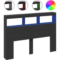 vidaXL Tête de lit LED avec étagères Noir 140x17x102 cm