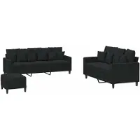 vidaXL Ensemble de canapés 3 pièces avec coussins Noir velours