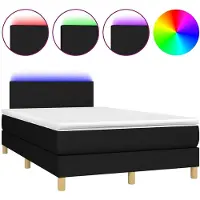 vidaXL Lit Boxspring avec matelas & LED Noir 120x190 cm Tissu
