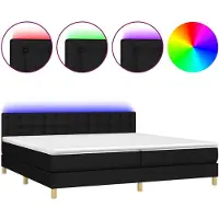vidaXL Lit Boxspring avec matelas & LED Noir 200x200 cm Tissu