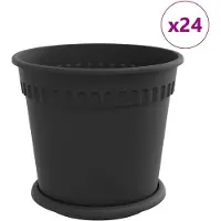 vidaXL Pots de plantes 24 pcs Noir Ø 19 x 16 cm Plastique