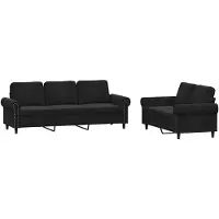 vidaXL Ensemble de canapés 2 pièces avec coussins Noir velours