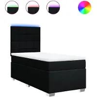 vidaXL Lit boxspring avec matelas noir 90x190 cm Tissu