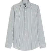 BOSS Chemise Slim en coton stretch à rayures facile à repasser