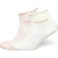 HUGO underwear Lot de deux paires de chaussettes courtes côtelées à bord laitue
