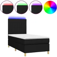 vidaXL Lit Boxspring avec matelas & LED Noir 80x200 cm Tissu