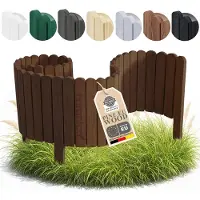 Pemicont Floranica Bordure de Jardin en Bois 10 x 200 cm Brun noix Barrières de Jardin Bordure de Gazon Clôture d'Extérieur