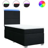 vidaXL Lit boxspring avec matelas noir 80x200 cm tissu