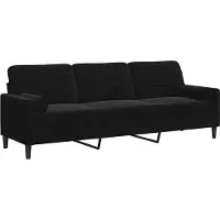 vidaXL Canapé 3 places avec oreillers décoratifs noir 210 cm velours