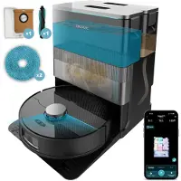 Cecotec Robot Aspirateur et Laveur de Sols avec IA et Base de Vidange Automatique Conga X70. Moteur de 15000Pa, Base 4en1