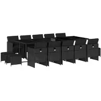vidaXL Ensemble de jardin 15 pièces avec coussins Noir Poly Rattan