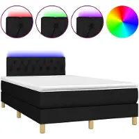 vidaXL Lit Boxspring avec matelas & LED Noir 120x200 cm Tissu