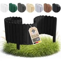 Pemicont Floranica Bordure de Jardin en Bois 40 x 100 cm Noir profond Barrières de Jardin Bordure de Gazon Clôture d'Extérieur