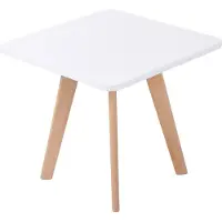 CLP Table d'appoint Almeria d'angle I Pieds en bois de hêtre I Table d'appoint au look scandinave I Petite table basse, couleur:blanc, couleur du piètement:Natura (anguleux)