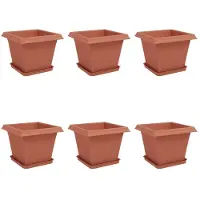 vidaXL Pot de fleurs , lot de 6, rouge brique, 33 x 33 x 26 cm, en plastique