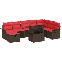 vidaXL Ensemble de canapés de jardin , 9 pièces, couleur marron, en polyrotin