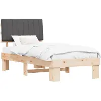 vidaXL Cadre de lit avec tête de lit rembourrée gris foncé 90 x 200 cm