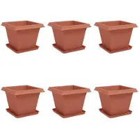 vidaXL Pots de fleurs, lot de 6, rouge brique, 38 x 38 x 30 cm, plastique
