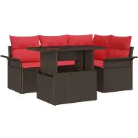 vidaXL Ensemble de canapés de jardin , 5 pièces, couleur marron, en polyrotin