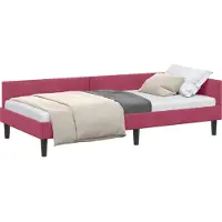 vidaXL Cadre de lit d'angle avec tête de lit vin rouge 90 cm x 190 cm velours