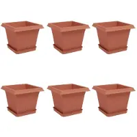 vidaXL Pots de fleurs, lot de 6, rouge brique, 20 x 20 x 16 cm, plastique