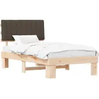 vidaXL Cadre de lit avec tête de lit rembourrée taupe 100 x 200 cm