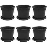 vidaXL Pots de fleurs , lot de 6, noir, Ø 15 x 12 cm, en plastique