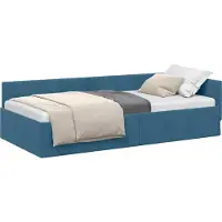 vidaXL Cadre de lit d'angle avec tête de lit bleu 100 cm x 200 cm velours