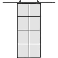 vidaXL Porte coulissante avec ferrure noire 90x205 cm verre ESG