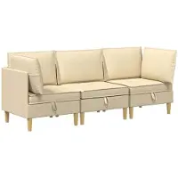 vidaXL Ensemble de meubles pour le salon 3 pcs Crème Tissu