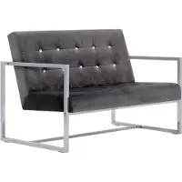 vidaXL Canapé à 2 places avec accoudoirs gris foncé chrome et velours
