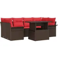 vidaXL Ensemble de canapés de jardin , 7 pièces, couleur marron, en polyrotin