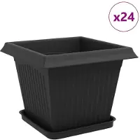 vidaXL Pots de fleurs, lot de 24, noir, 33 x 33 x 26 cm, plastique