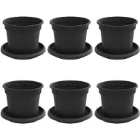 vidaXL Pots de fleurs , lot de 6, noir, Ø 12,5 x 10 cm, en plastique