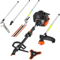 FUXTEC 5in1 Tondeuse multi-fonctions à essence FX-MT252ER - 52cc | 40cm | sangle incluse | Débroussailleuse 9 dents | 3CV | Elagueuse sur perche | 2 temps | Cisaille à haies