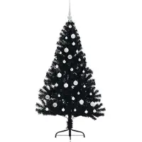 vidaXL Sapin de Noël artificiel pré-éclairé Noir 150 cm PVC