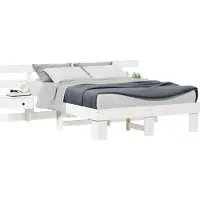 vidaXL Cadre de lit avec tête de lit Blanc 140 x 190 cm Pin massif
