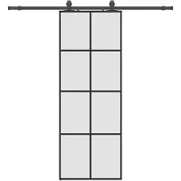 vidaXL Porte coulissante avec ferrure noire 76x205 cm verre ESG
