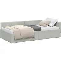 vidaXL Sommier d'angle avec tête de lit gris clair 80 cm x 200 cm velours
