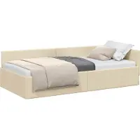 vidaXL Cadre de lit d'angle avec tête de lit Crème 90 cm x 190 cm Tissu