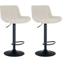 CLP - Ensemble de 2 tabourets Tover, pivotants à 360° et réglables en hauteur | Couleur : crème | Matériau : tissu