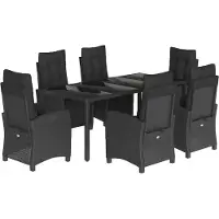 vidaXL Ensemble de jardin 7 pièces avec coussins Noir Poly Rattan
